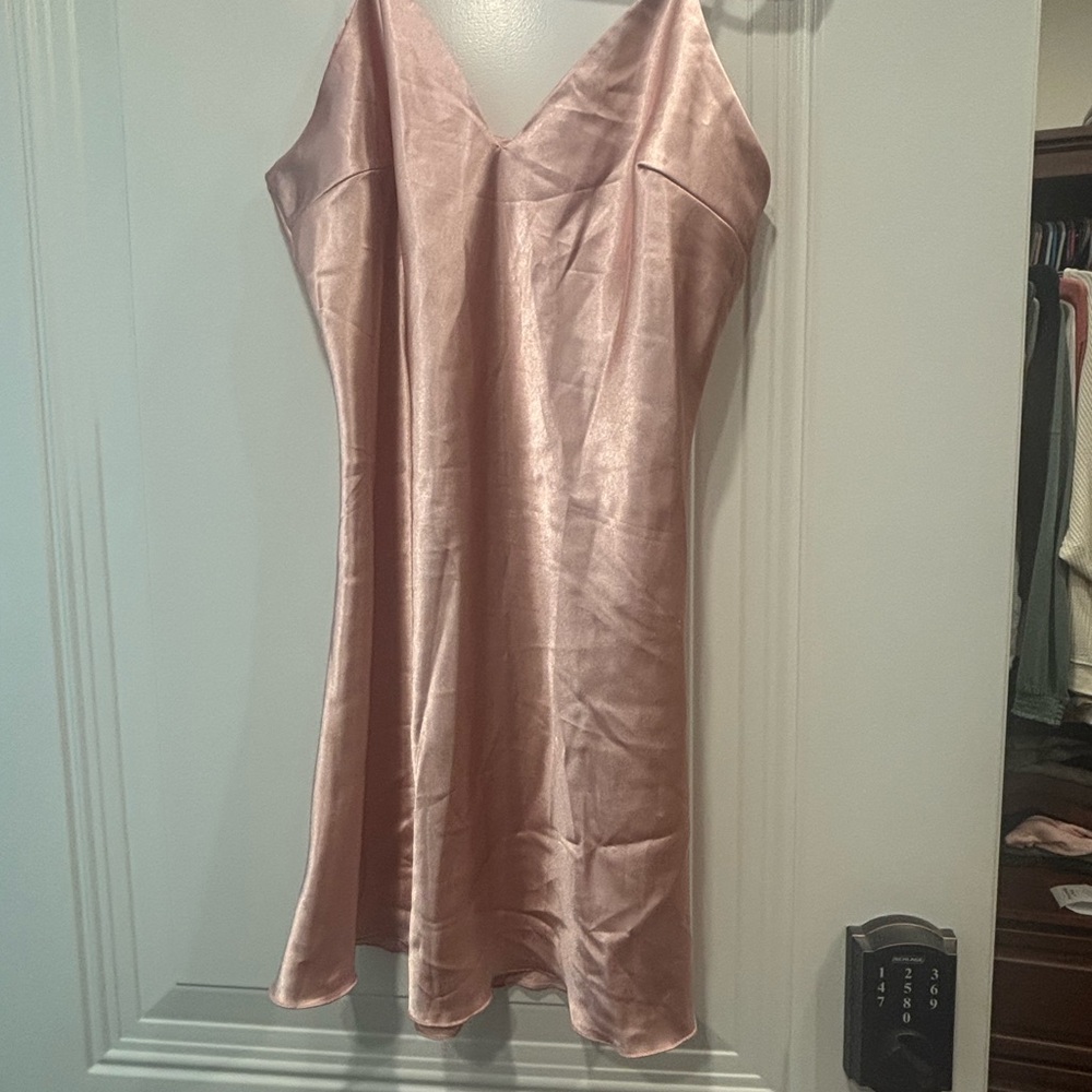 Elegant Pink Satin Slip Dress